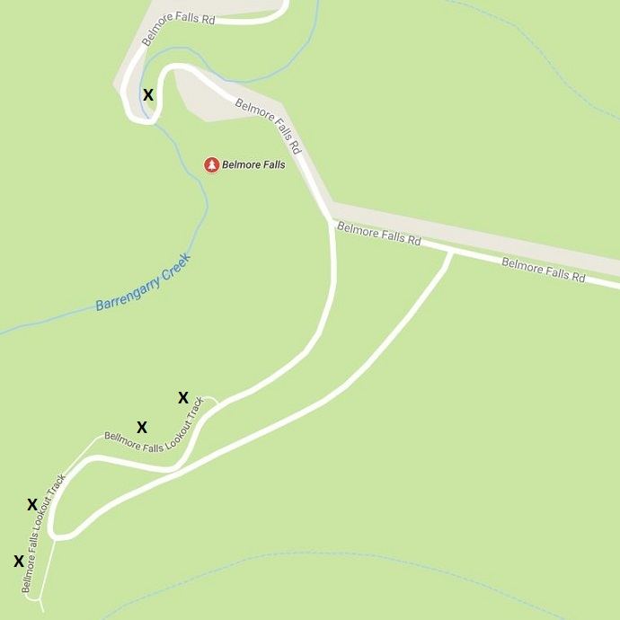 Map of Belmore Falls and Hindmarsh Lookout
