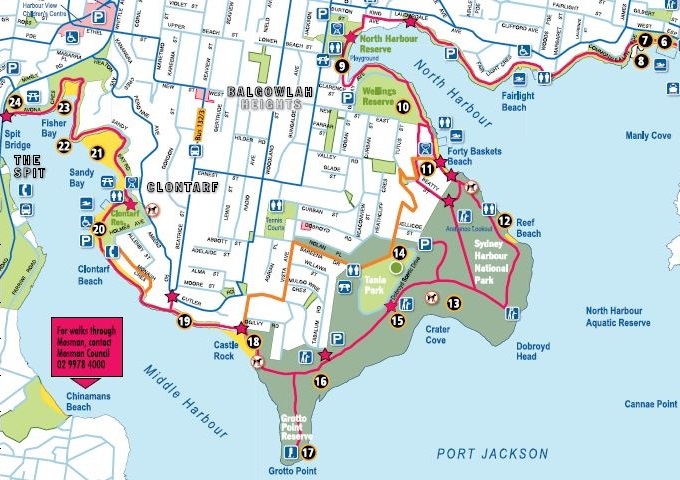 Manly Scenic Walkway map of section 1