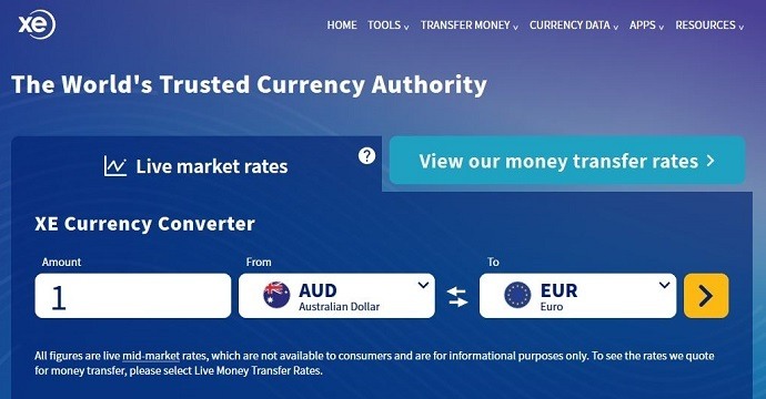 XE international money transfer