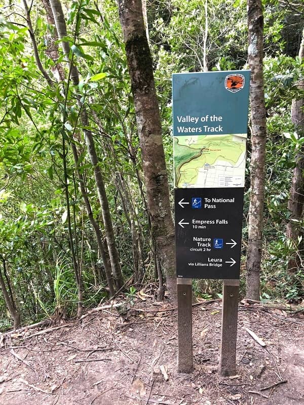 Valley of the Waters Track signpost