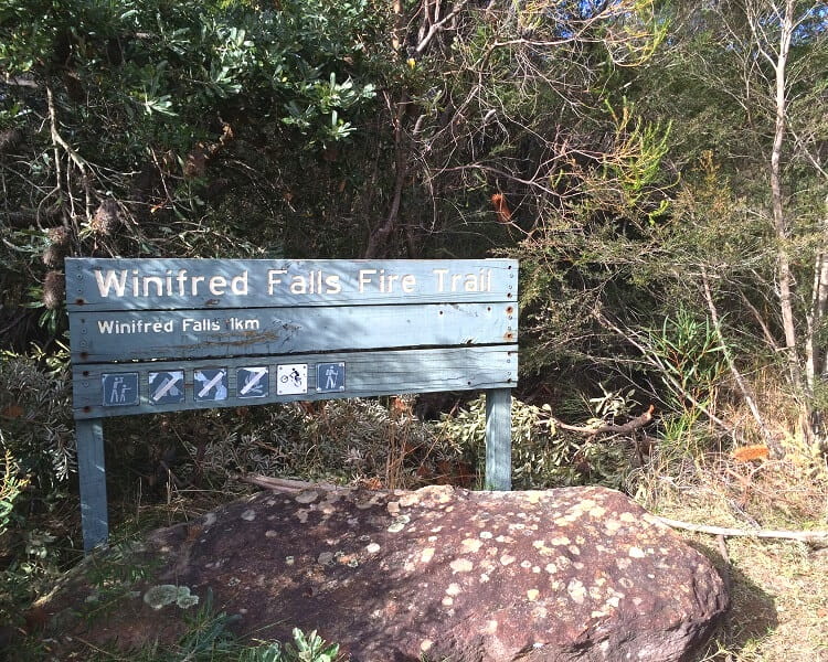 Winifred Falls Fire Trail signpost
