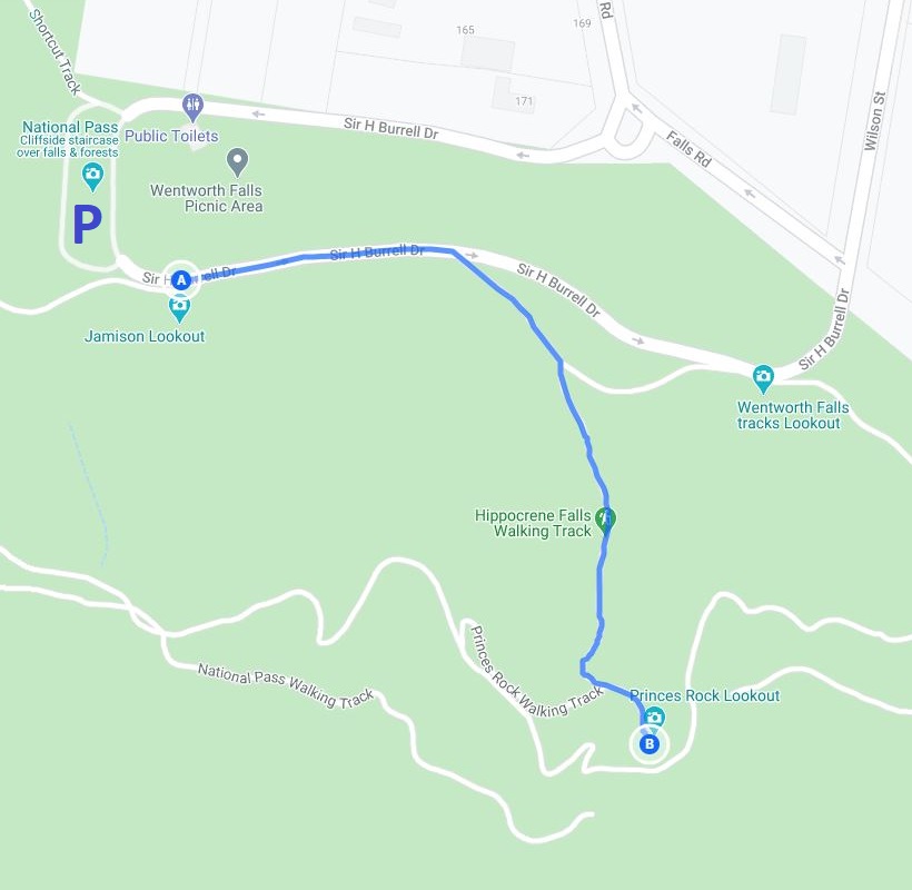 Map and route of the Princes Rock Track