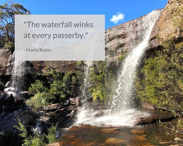 Marty Rubin waterfall quote - The waterfall winks at every passerby