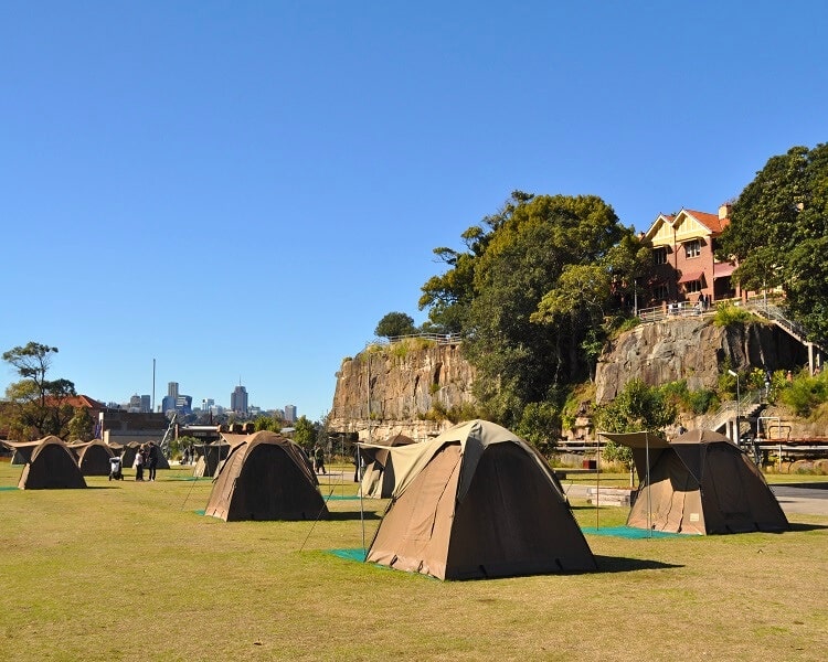 Camping and glamping on Cockatoo Island