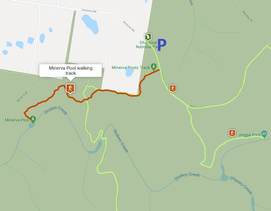 Map and route of the Minerva Pool walking track