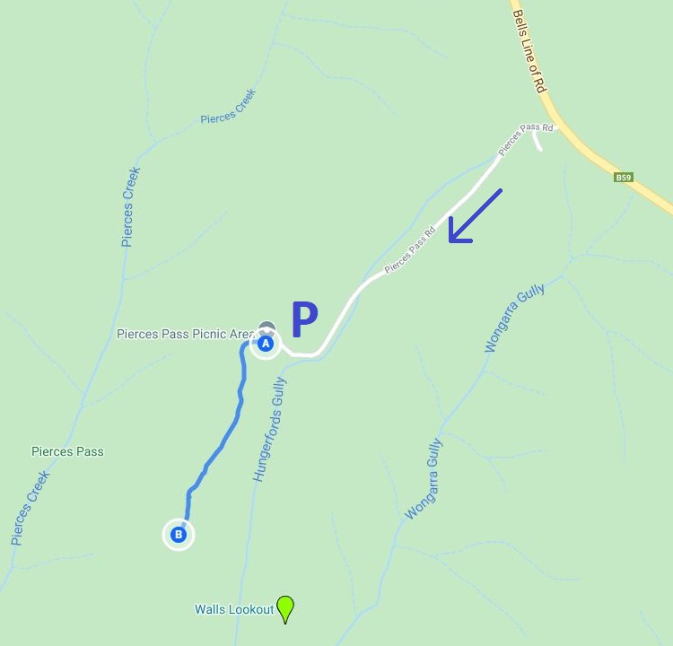 Map and route of the Rigby Hill walking track