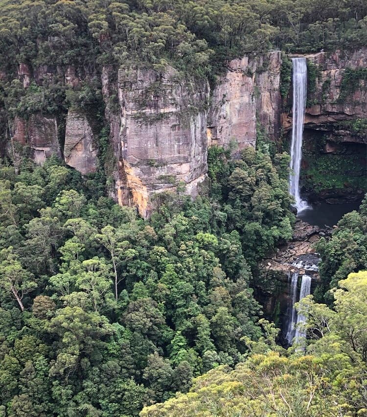 Belmore Falls is a plunge waterfall with multiple drops
