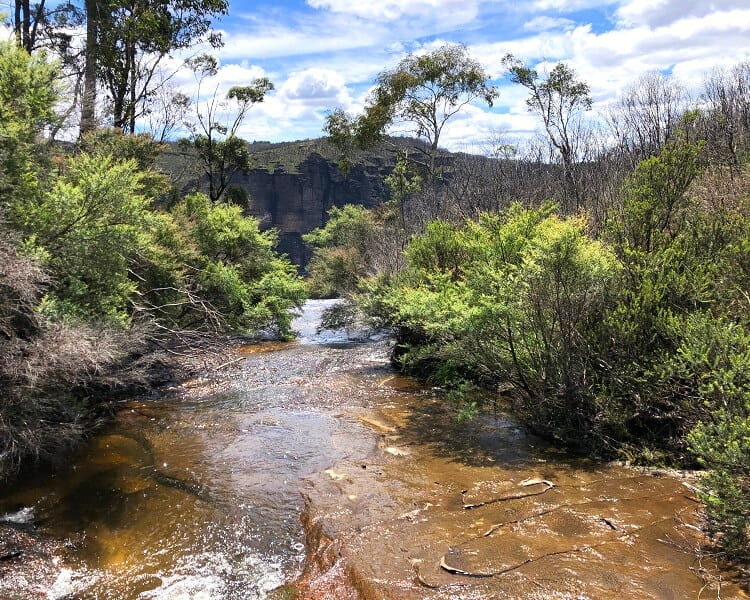Top of the Govetts Leap waterfall