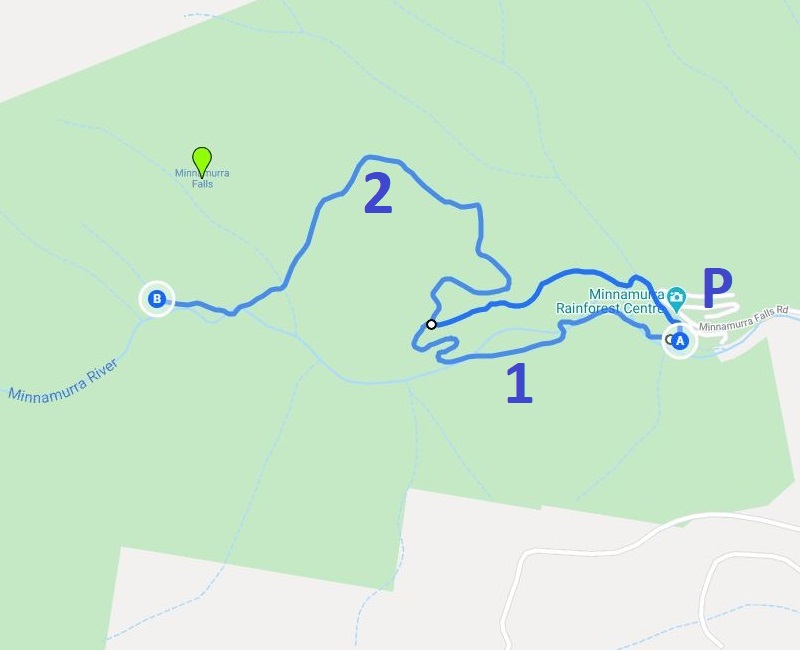 Map and route of Minnamurra Falls and Rainforest Walk