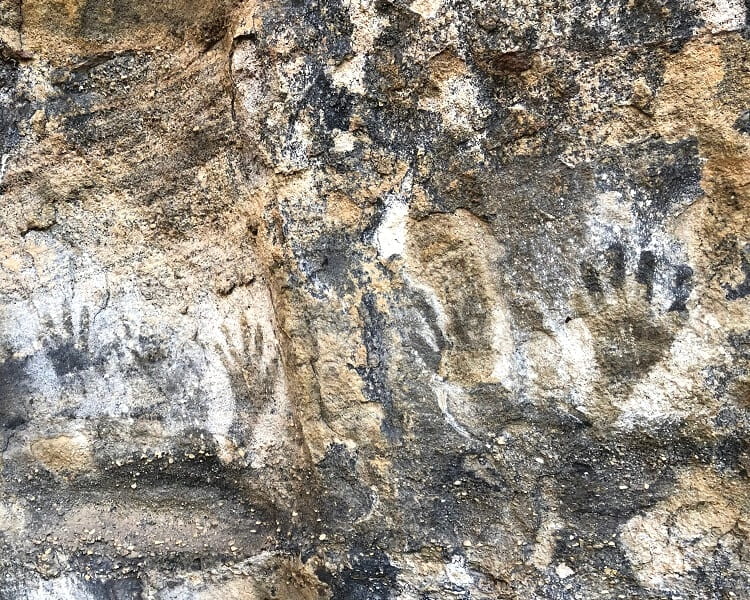 Aboriginal drawings in the Blackfellows Hand Cave