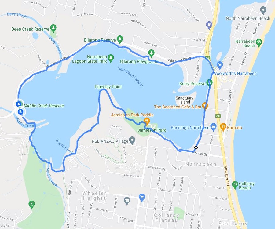 Narrabeen Lagoon Trail Map Route 
