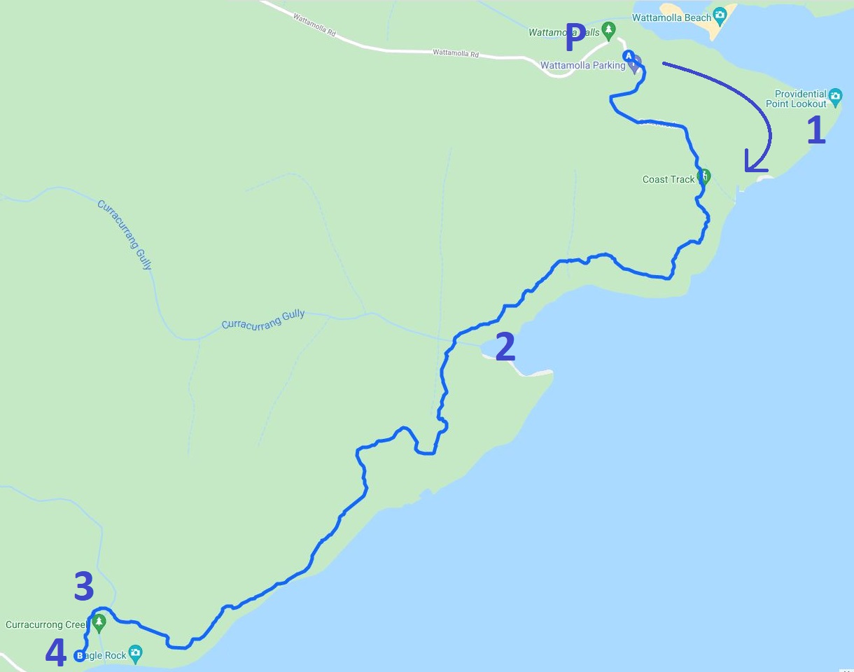 Map of the walk to Eagle Rock and Curracurrong Falls