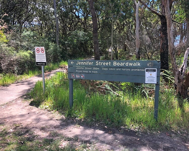 Signpost for the Jennifer Street Boardwalk