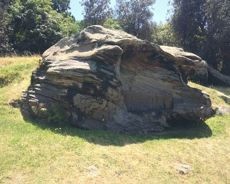 Old rock bench on Goat Island