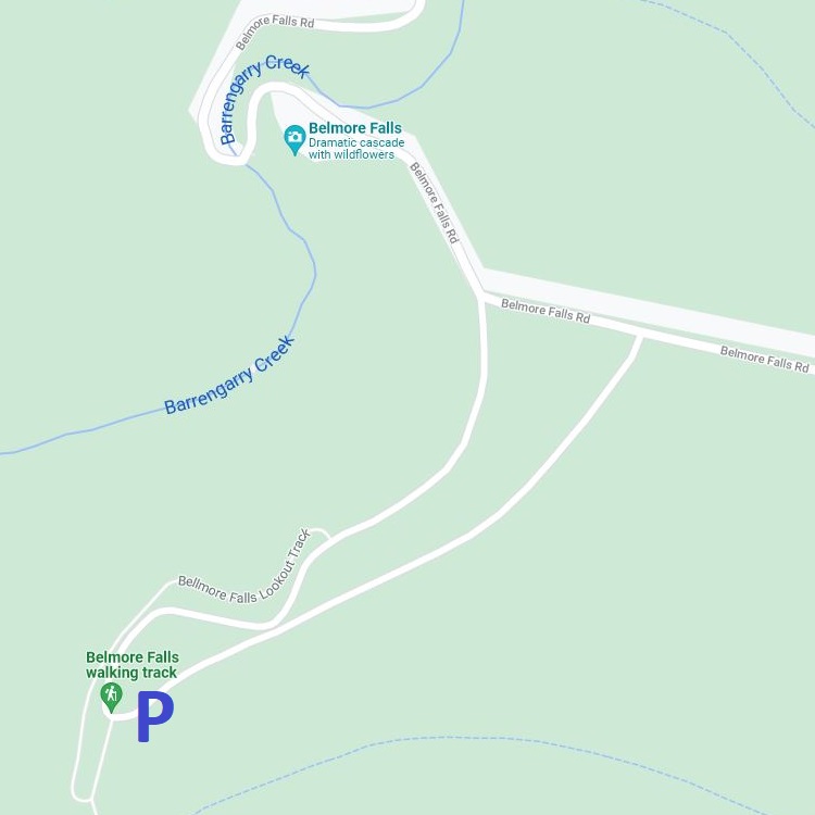Map of Belmore Falls and parking area