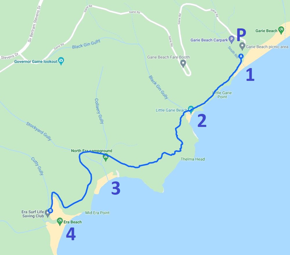 Map of the Garie Beach to Era Beach walk