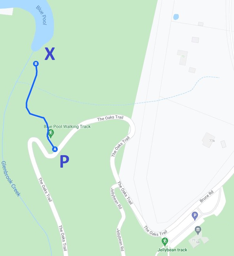 Map of Blue Pool in Glenbrook