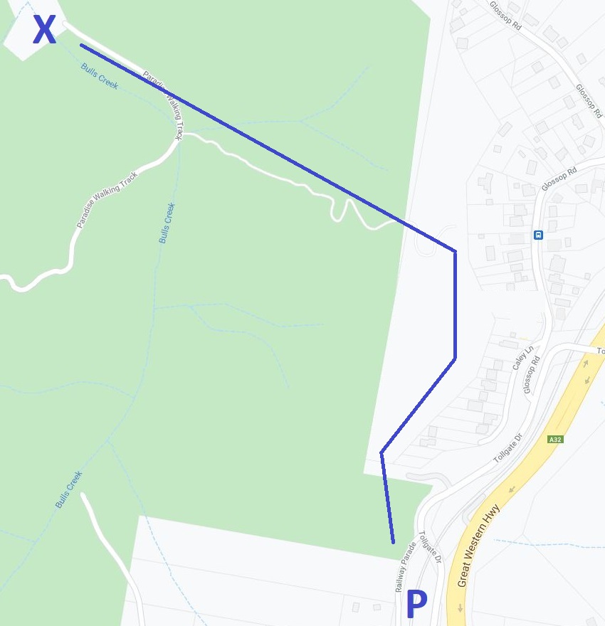 Map of the walking track to Paradise Pool in Linden