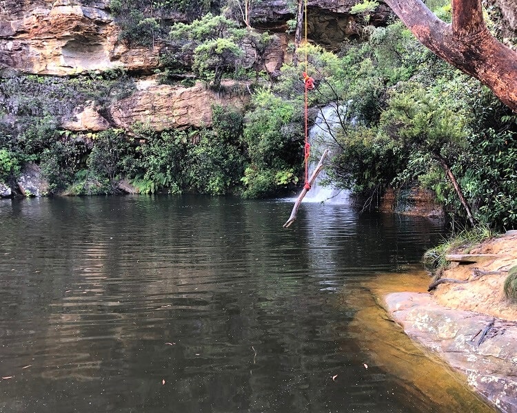 Swinging rope in Paradise Pool