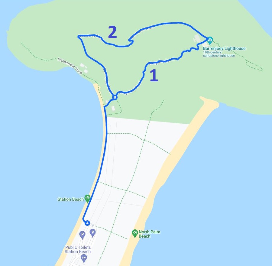 Map of the Barrenjoey Lighthouse Walk