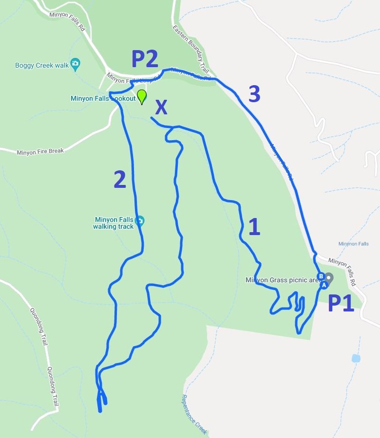Map of walking tracks to Minyon Falls