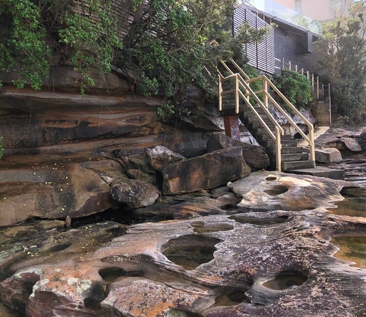 Staircase to the low tide trail in Maroubra