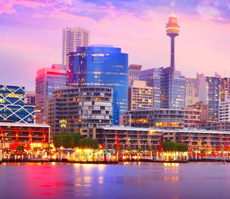 Darling Harbour at nighttime