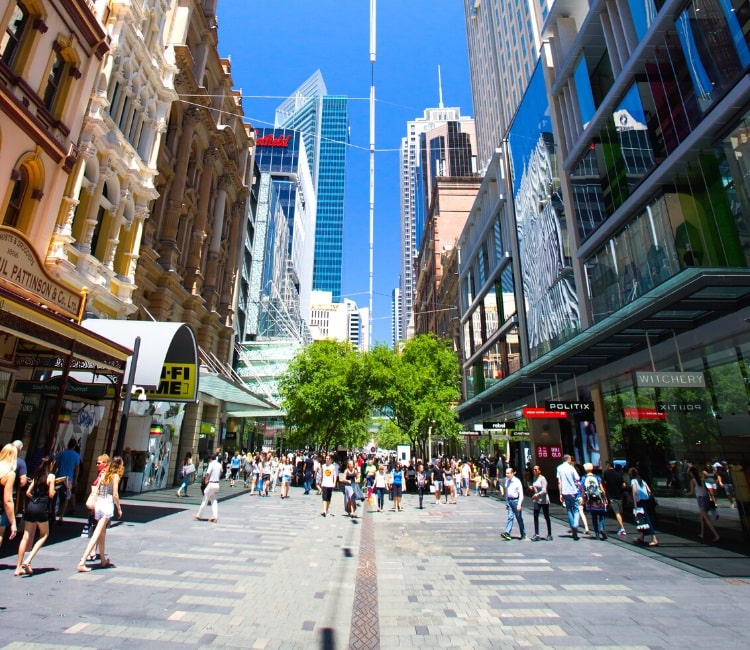 Go shopping at Pitt Street Mall