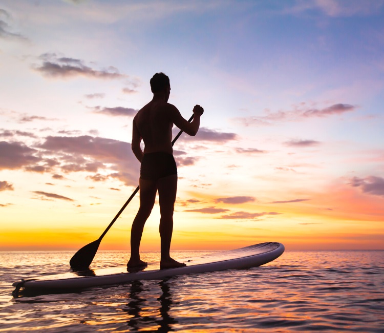 Stand-up paddleboarding in action