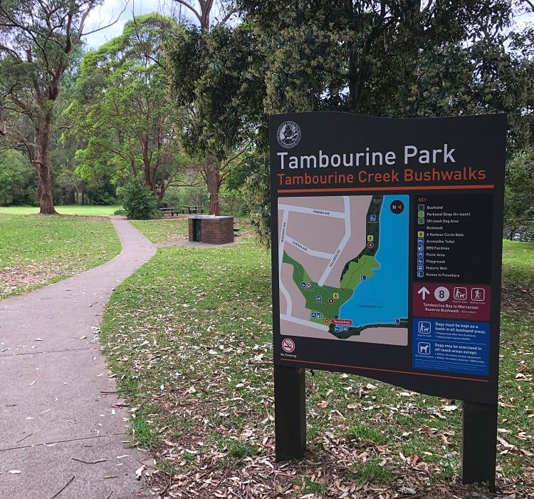 Information board at Tambourine Bay Park