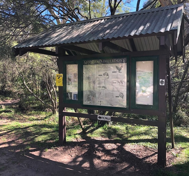 Information board at Minnehaha Falls Reserve