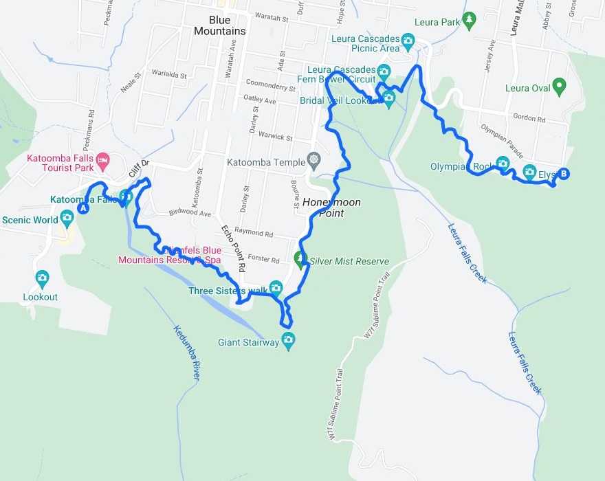 Map of Prince Henry Cliff Walk