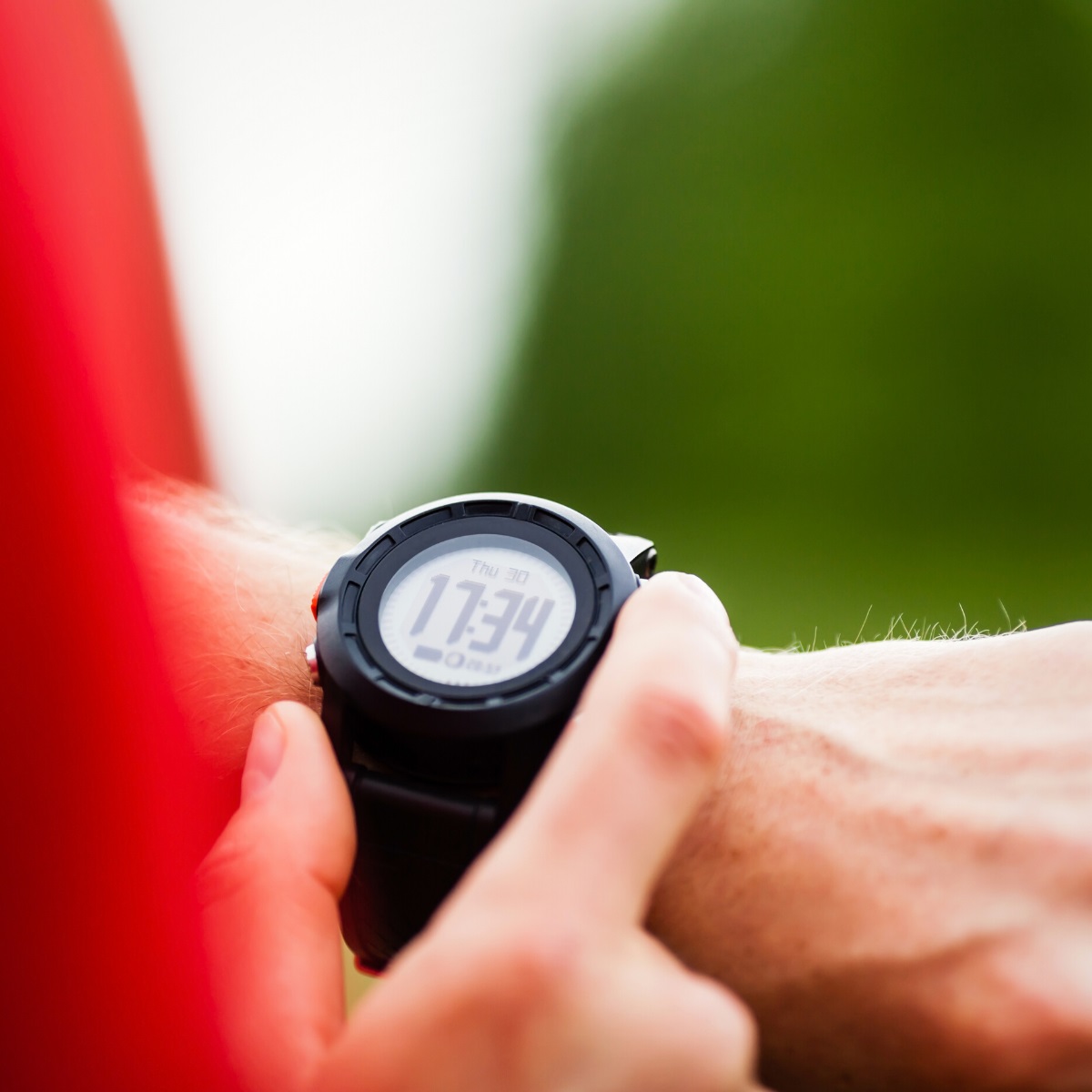 Hiker using GPS watch