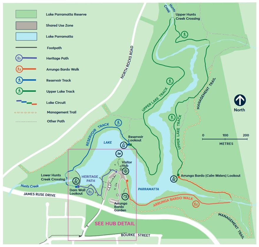 Map of Lake Parramatta Walk