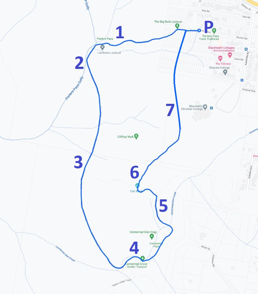 Map of Porters Pass in Blackheath