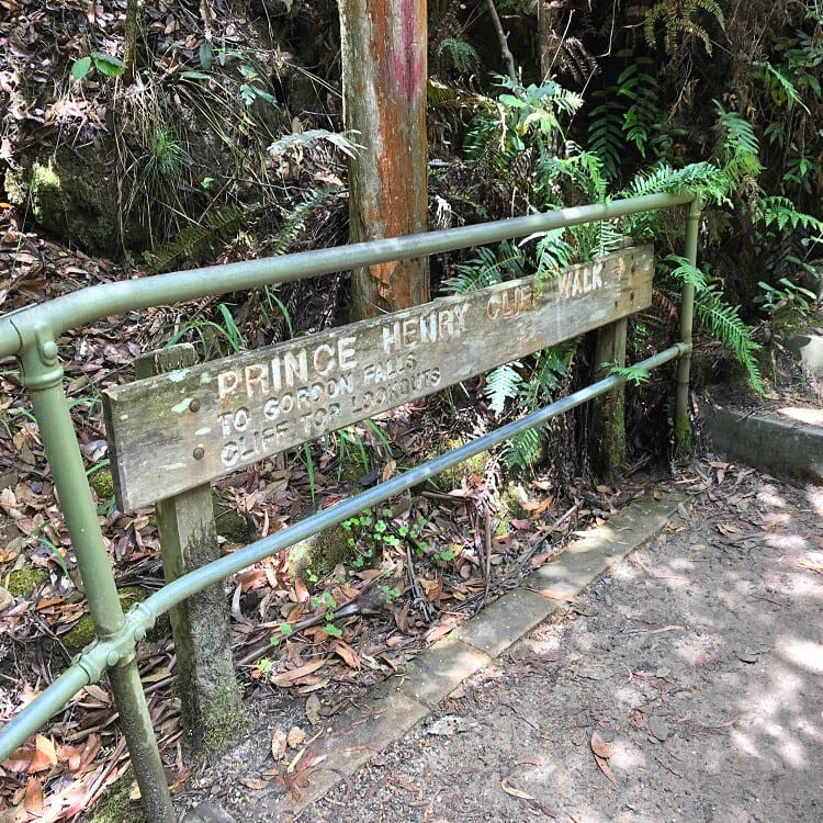 Prince Henry Cliff Walk signpost at Leura Cascades