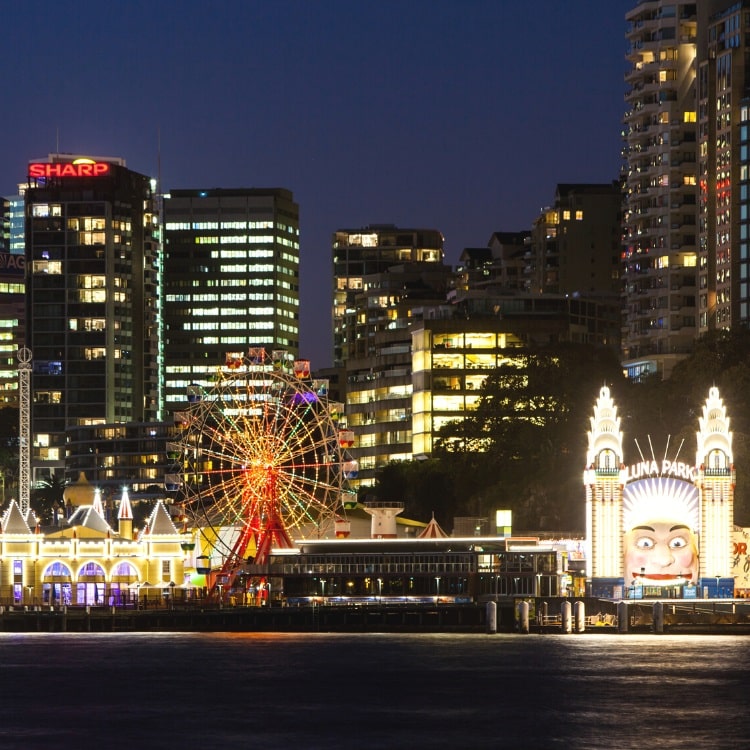 Luna Park Sydney in the evening