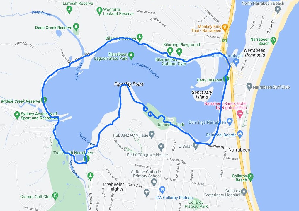 Map of the Narrabeen Lagoon Trail