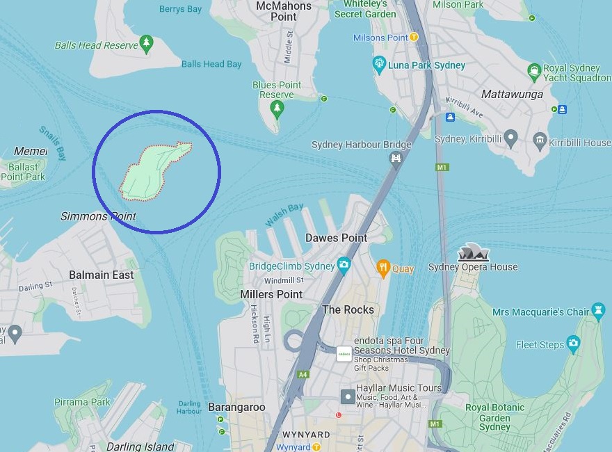 Map of Goat Island in Sydney Harbour