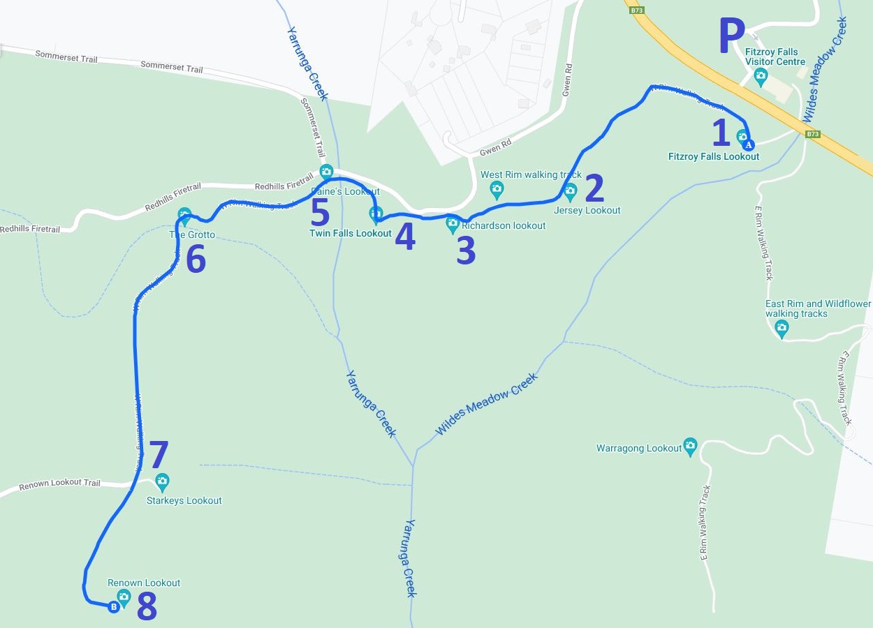 Map of the West Rim Walking Track