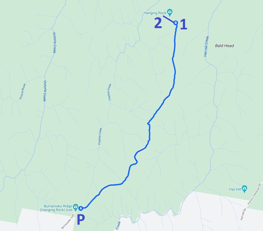 Map of Hanging Rock in the Blue Mountains
