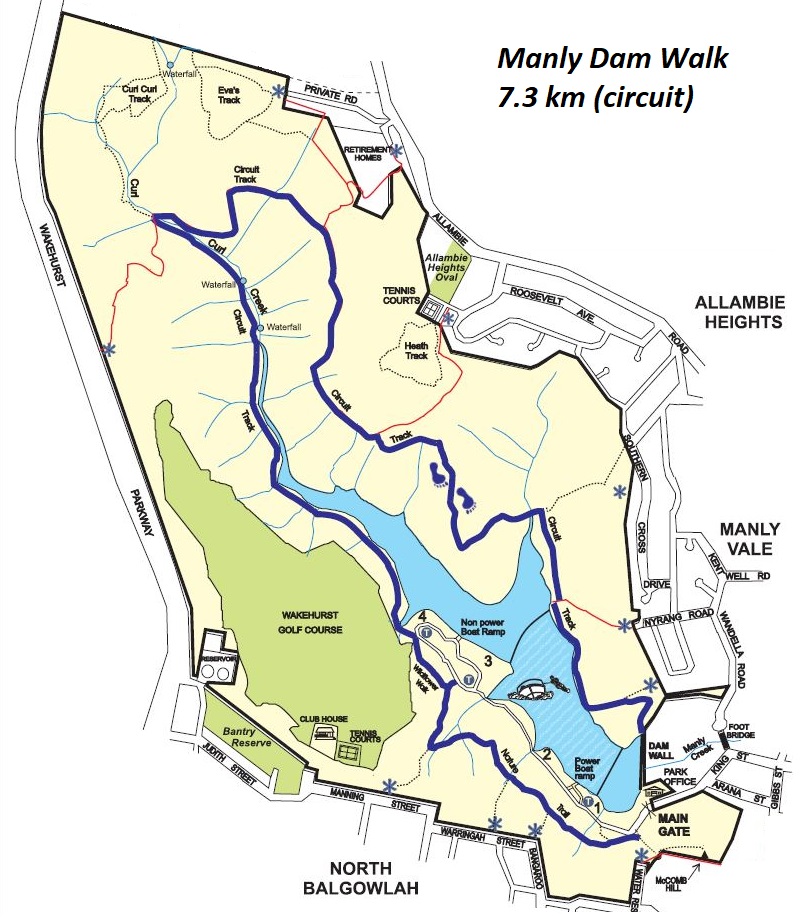 Map of the Manly Dam Walk