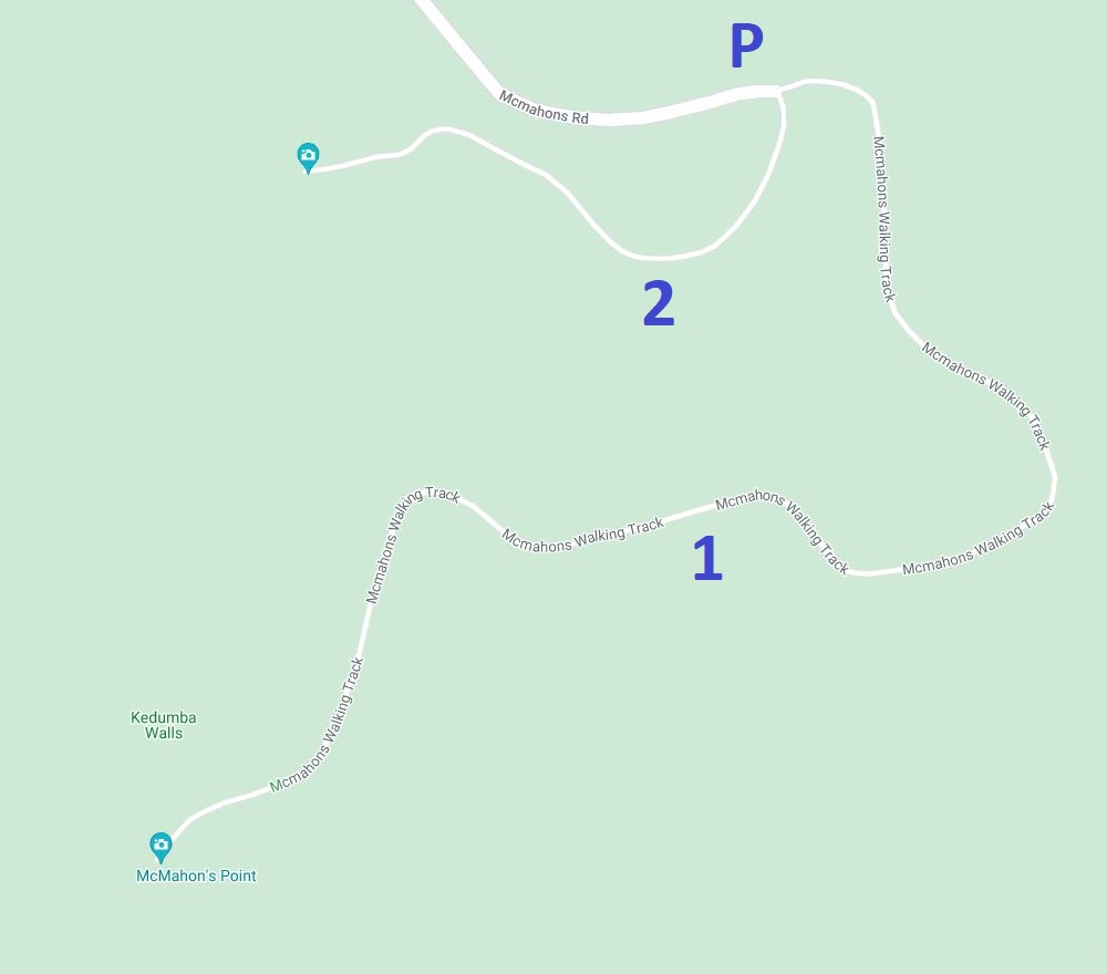 Map of walking track to McMahon's Point Lookout