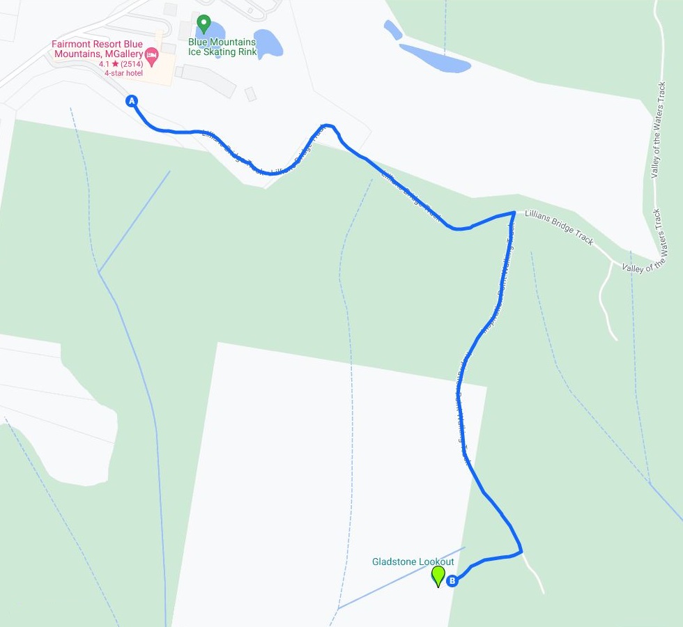 Map of Lillians Bridge Track to Gladstone Lookout