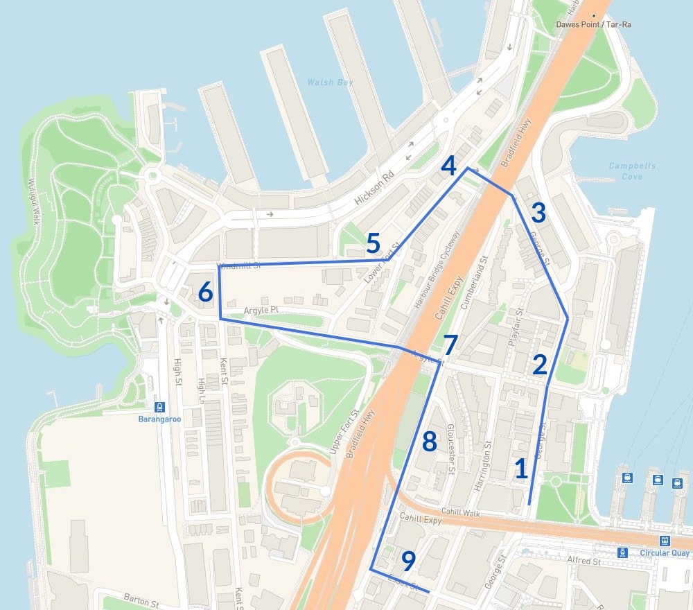 Map of pubs in The Rocks