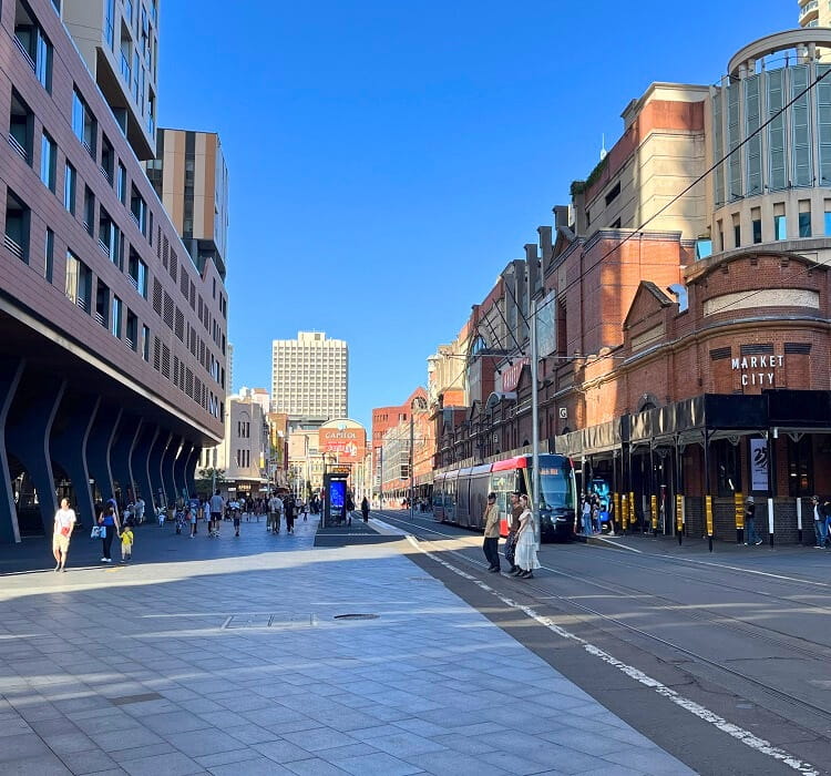Hay Street between Darling Square and Market City