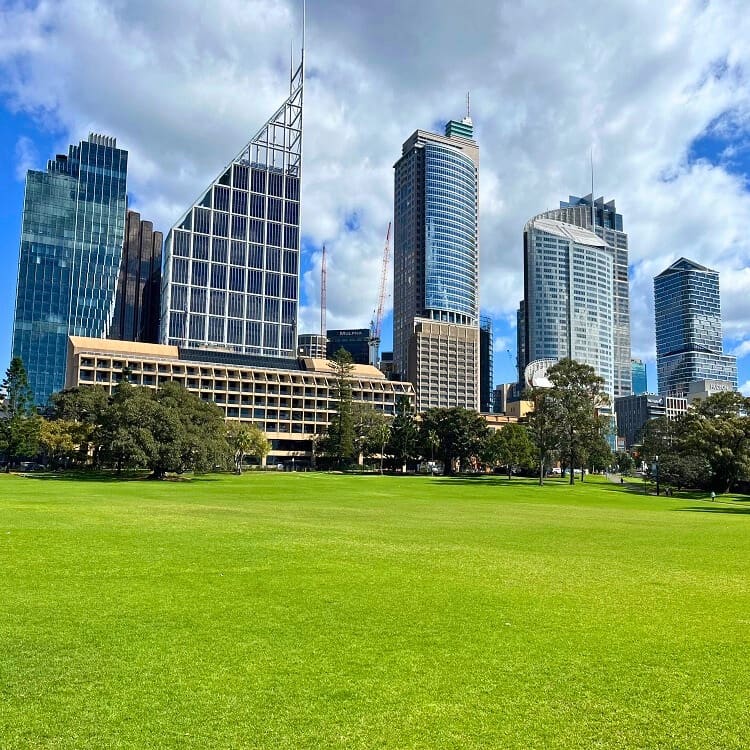 Sydney city skyline seen from The Domain
