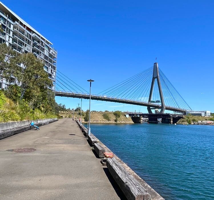 Anzac Bridge seen from the Pyrmont foreshore
