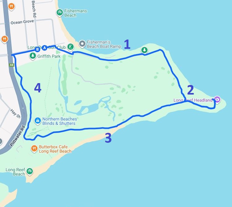 Map of Long Reef Headland Walk
