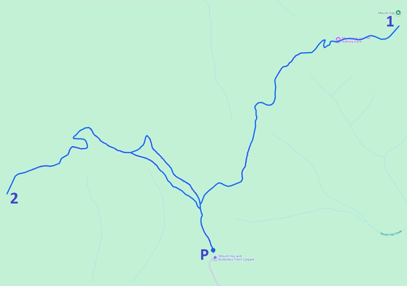 Map of Mount Hay Summit and Butterbox Point Walk